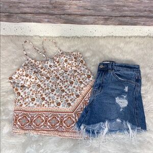 No Boundaries Floral Print Bandana Tank Top